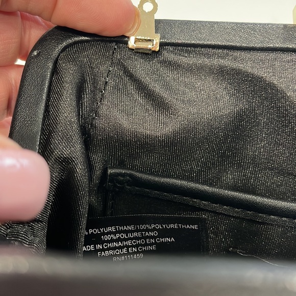 Excellent Condition WHBM Clutch/Shoulder Black Grommet Studded Bag - Picture 8 of 10